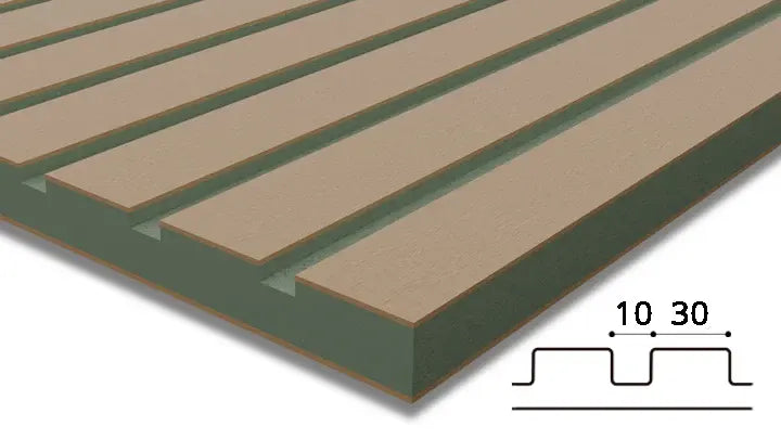 Fluted MDF Panels - Groove Width 30mm, Depth 10mm Fluted MDF Panels - Groove Width 30mm, Depth 10mm